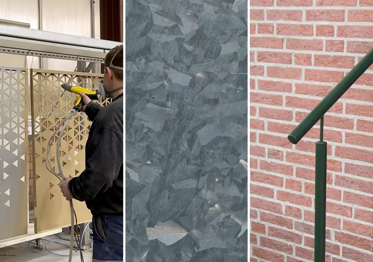 Hochwertiges Finish für Außengeländer bei Metallbau Janßen in Xanten – langlebige Pulverbeschichtung oder Feuerverzinkung direkt aus eigener Produktion.